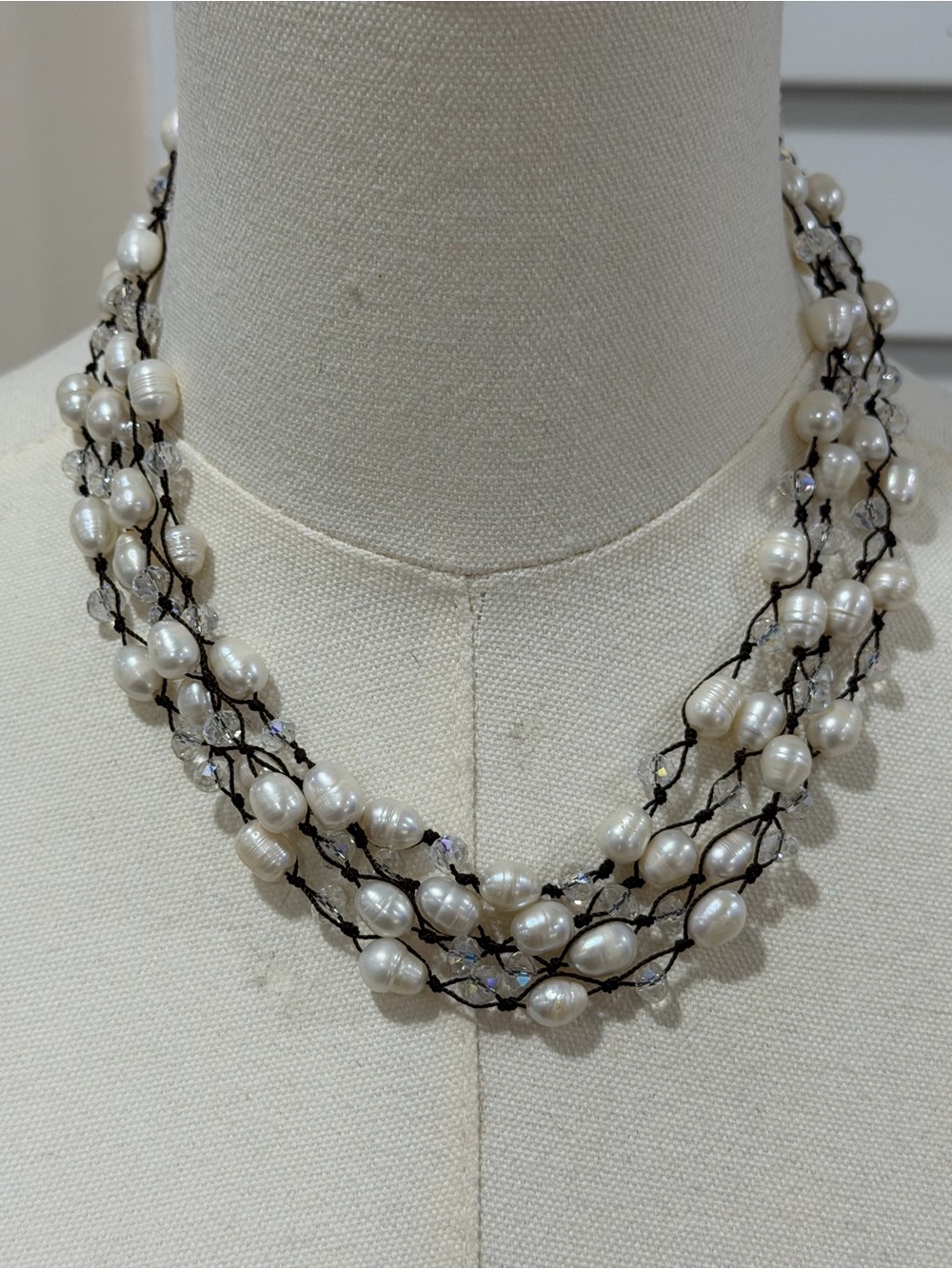 Hand Crafted Multi-Strand Pearl Necklace